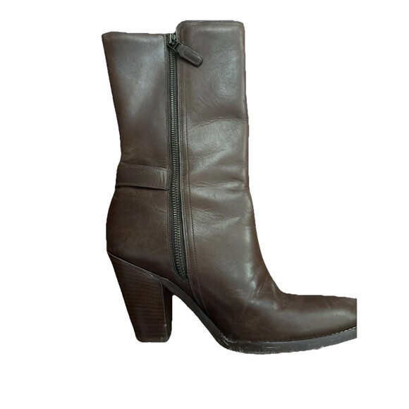 Cole Haan Leather Boots Size 9.5 – Brown Mid-Calf Knee-High Block Heel Buckle - Picture 5 of 7